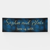 ダークブルーと金ゴールドの星結婚の夜 横断幕 (横)