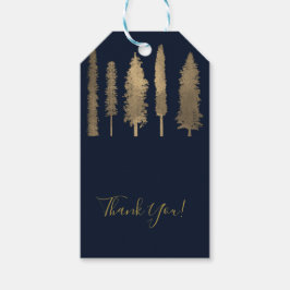 ダークブルーと金ゴールドの森の木々の素朴恩恵 ギフトタグ