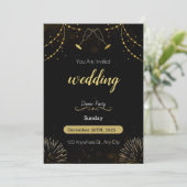 ダークブルーと金ゴールドシンプルパーティの招待状結婚ズ 招待状 (スタンド正面)