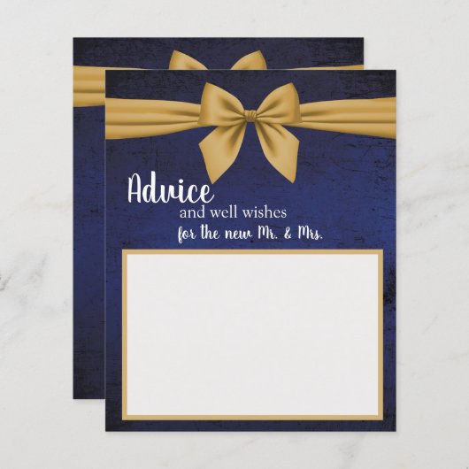 ダークブルーと金ゴールドボウアドバイスカード (正面/裏面)