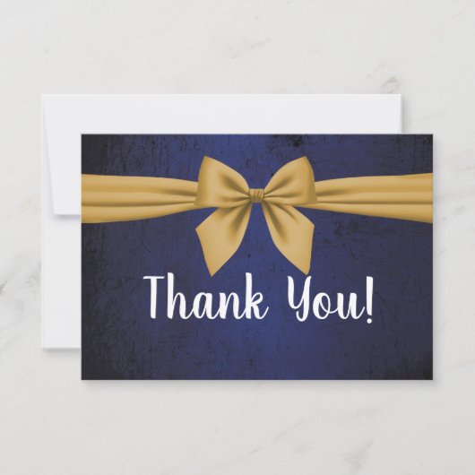 ダークブルーと金ゴールドボウ サンキューカード (正面)