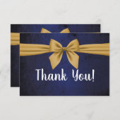 ダークブルーと金ゴールドボウ サンキューカード (正面/裏面)