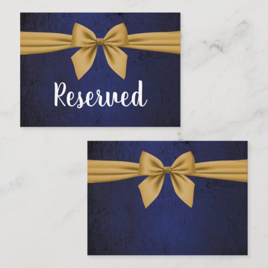 ダークブルーと金ゴールドボウ プレイスカード (正面/裏面)