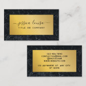 ダークブルーと金ゴールド大理石 名刺 (正面/裏面)