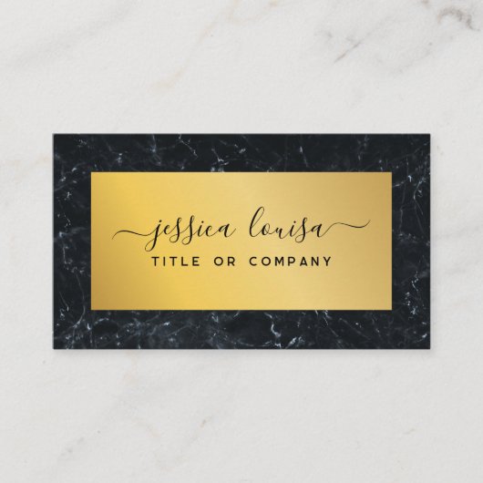 ダークブルーと金ゴールド大理石 名刺 (正面)