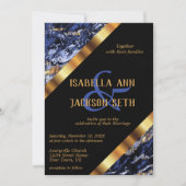 ダークブルーと金ゴールド大理石 招待状 (正面)