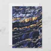 ダークブルーと金ゴールド大理石 招待状 (裏面)