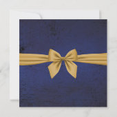 ダークブルーと金ゴールド婚約パーティ招待状 (裏面)