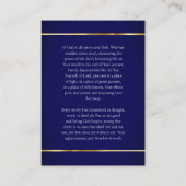 ダークブルーと金ゴールド正当葬儀祈りの言葉カード プレイスカード (裏面)