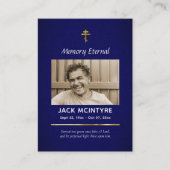 ダークブルーと金ゴールド正当葬儀祈りの言葉カード プレイスカード (正面)