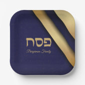 ダークブルーと金ゴールド通行人 ペーパープレート (正面)