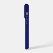 ダークブルーにピンクの花 iPhoneケース (左側面)