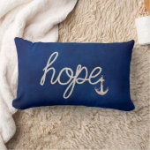 ダークブルーのいかりとホープ文字 ランバークッション (ブランケット)