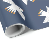 ダークブルーのかわいいカモメ ラッピングペーパー (ロールコーナー)