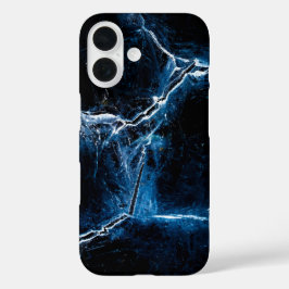 ダークブルーのアイスアートの写真 iPhone 16ケース