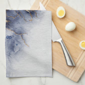 ダークブルーのアルコールインク キッチンタオル (四つ折り)