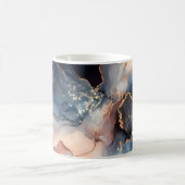 ダークブルーのアルコールインク コーヒーマグカップ (中央)