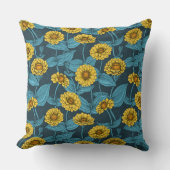 ダークブルーのイエロージニアス クッション (正面)