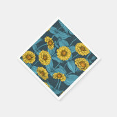ダークブルーのイエロージニアス スタンダードカクテルナプキン (角)