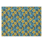 ダークブルーのイエロージニアス テーブルクロス (正面(横))