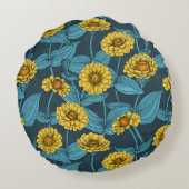 ダークブルーのイエロージニアス ラウンドクッション (裏面)