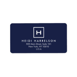 ダークブルーのイニシャル/モノグラム付きボックスロゴ ラベル