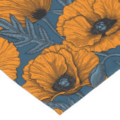 ダークブルーのオレンジケシ ショートテーブルランナー (コーナー)
