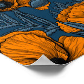 ダークブルーのオレンジケシ ポスター (角)