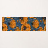 ダークブルーのオレンジケシ ヨガマット (裏面(横))