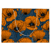 ダークブルーのオレンジケシ ラージペーパーバッグ (裏面)