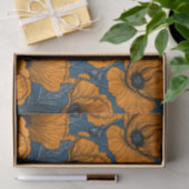 ダークブルーのオレンジケシ 薄葉紙 (ギフト)