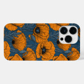 ダークブルーのオレンジケシ iPhoneケース (裏面横)