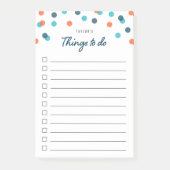 ダークブルーのオレンジ色の紙吹雪一覧 ポストイット (正面)