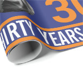 ダークブルーのオレンジ30th photo birthday ラッピングペーパー (ロールコーナー)