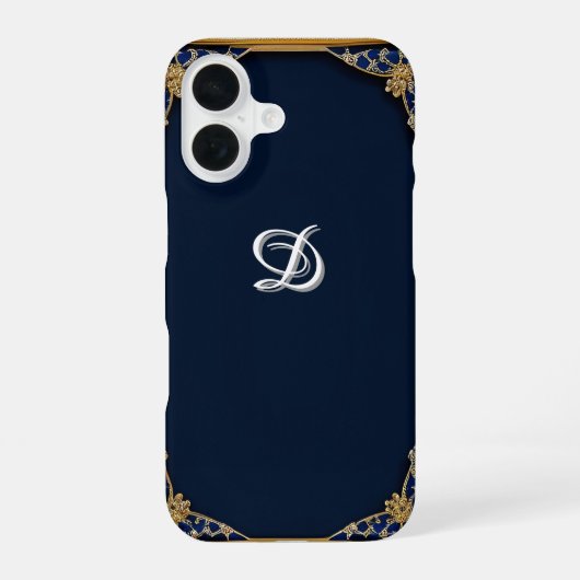 📱 ダークブルーのカスタムネーム装飾ギフト ✨ iPhone 16ケース (裏面)