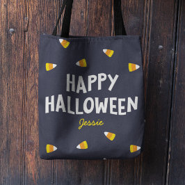 ダークブルーのキャンディコーン ハッピーハロウィン トートバッグ