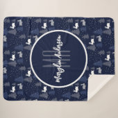 ダークブルーのクリスマスウィンターツリーとバンニ シェルパブランケット (正面(横))