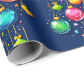 ダークブルーのクリスマスガラスボール ラッピングペーパー (ロールコーナー)