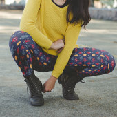 ダークブルーのクリスマスツリークリスマスパジャマパンツ レギンス