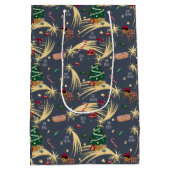 ダークブルーのクリスマスパターン ミディアムペーパーバッグ (裏面)