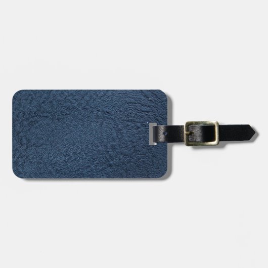 ダークブルーのグレインフェイクレザー ラゲッジタグ (正面横)