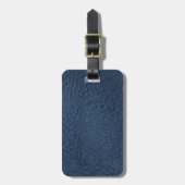 ダークブルーのグレインフェイクレザー ラゲッジタグ (正面縦)