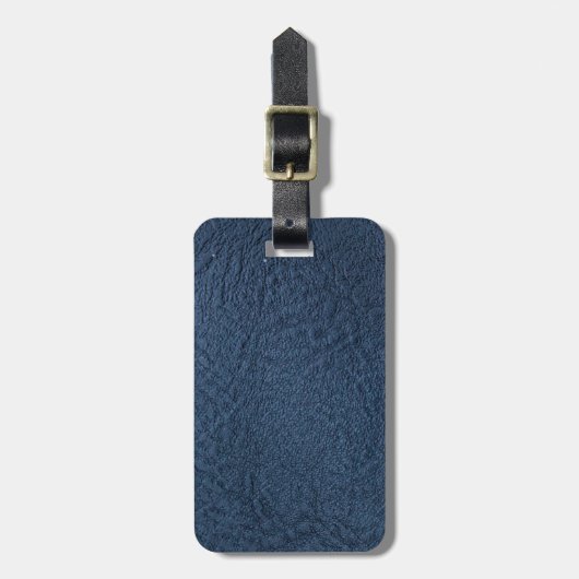 ダークブルーのグレインフェイクレザー ラゲッジタグ (正面縦)