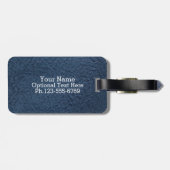 ダークブルーのグレインフェイクレザー ラゲッジタグ (裏面横)