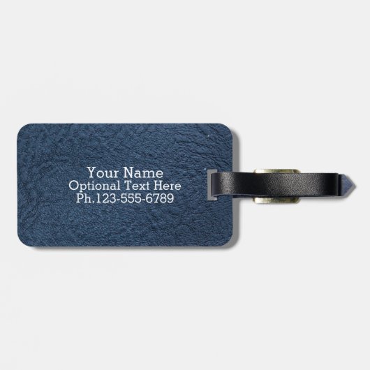 ダークブルーのグレインフェイクレザー ラゲッジタグ (裏面横)