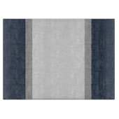 ダークブルーのグレーストライプの網掛けパターン カッティングボード (正面)