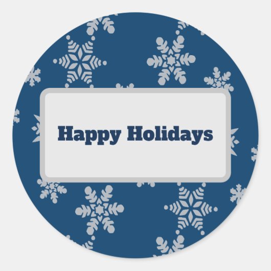 ダークブルーのシルバーまたは白い雪 ラウンドシール (正面)