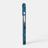 ダークブルーのシンプルなタルタン柄 iPhone 16ケース (左側面)