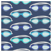 ダークブルーのスイミングゴーグルパターン ファブリック (クローズアップ)