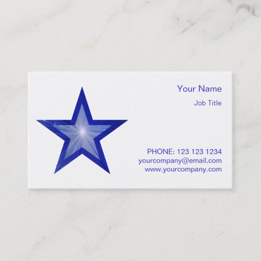 ダークブルーのスターの名刺サイドのスターホワイト 名刺 (正面)